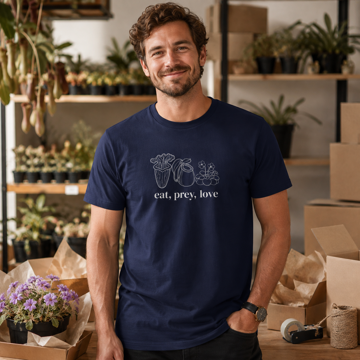 Eat Prey Love Carnivorous Plant Shirt – Botanical Plant Lover Graphic Tee