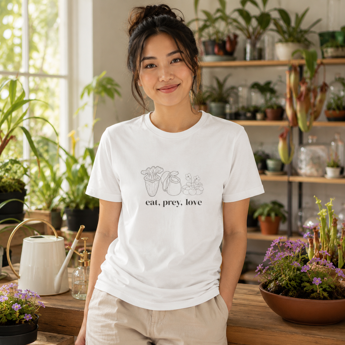 Eat Prey Love Carnivorous Plant Shirt – Botanical Plant Lover Graphic Tee