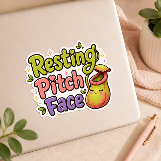 Resting Pitch Face Sticker – Kawaii Pitcher Plant Vinyl Decal