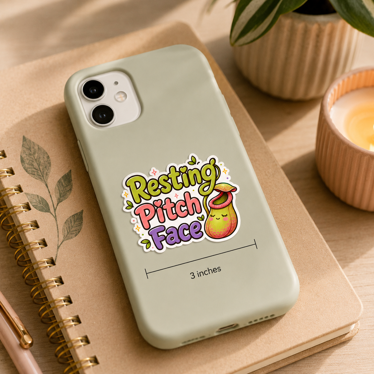 Resting Pitch Face Sticker – Kawaii Pitcher Plant Vinyl Decal