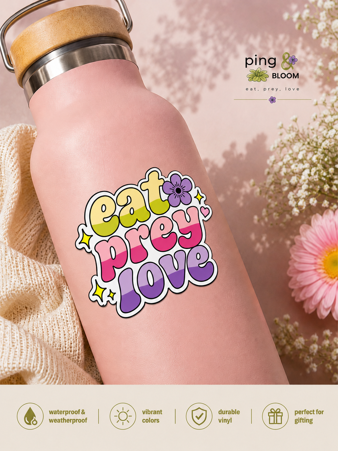 Eat Prey Love Sticker – Carnivorous Plant Vinyl Decal