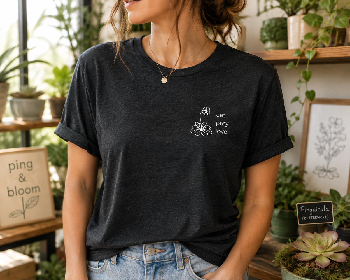 Eat Prey Love Pinguicula Shirt | Minimal Carnivorous Plant T-Shirt for Plant Lovers