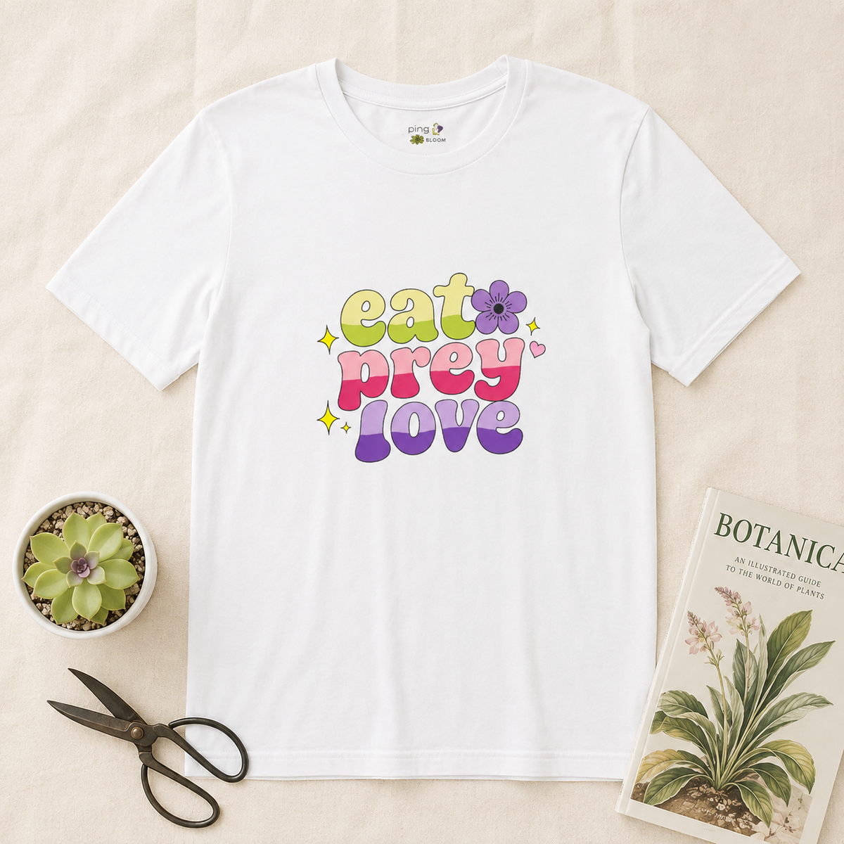 Eat Prey Love Retro Carnivorous Plant Graphic T-Shirt