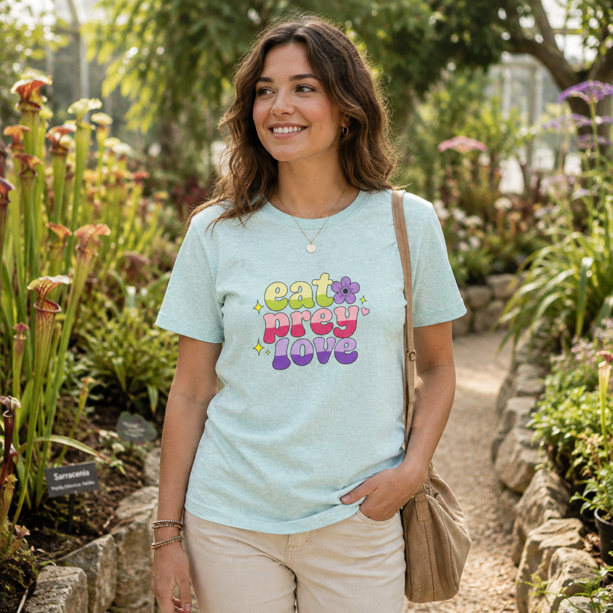 Eat Prey Love Retro Carnivorous Plant Graphic T-Shirt